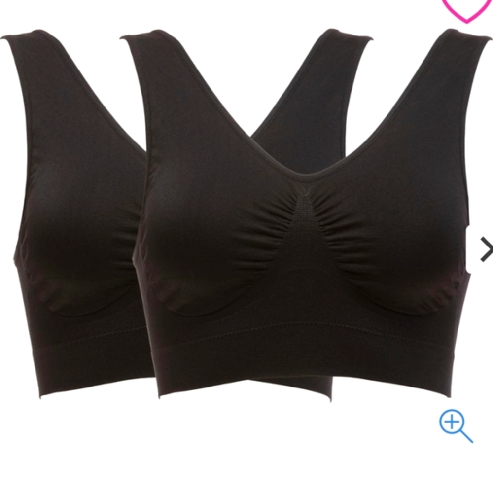 Rhonda Shear Black Wireless Comfort Sports Bras - Pack of 2